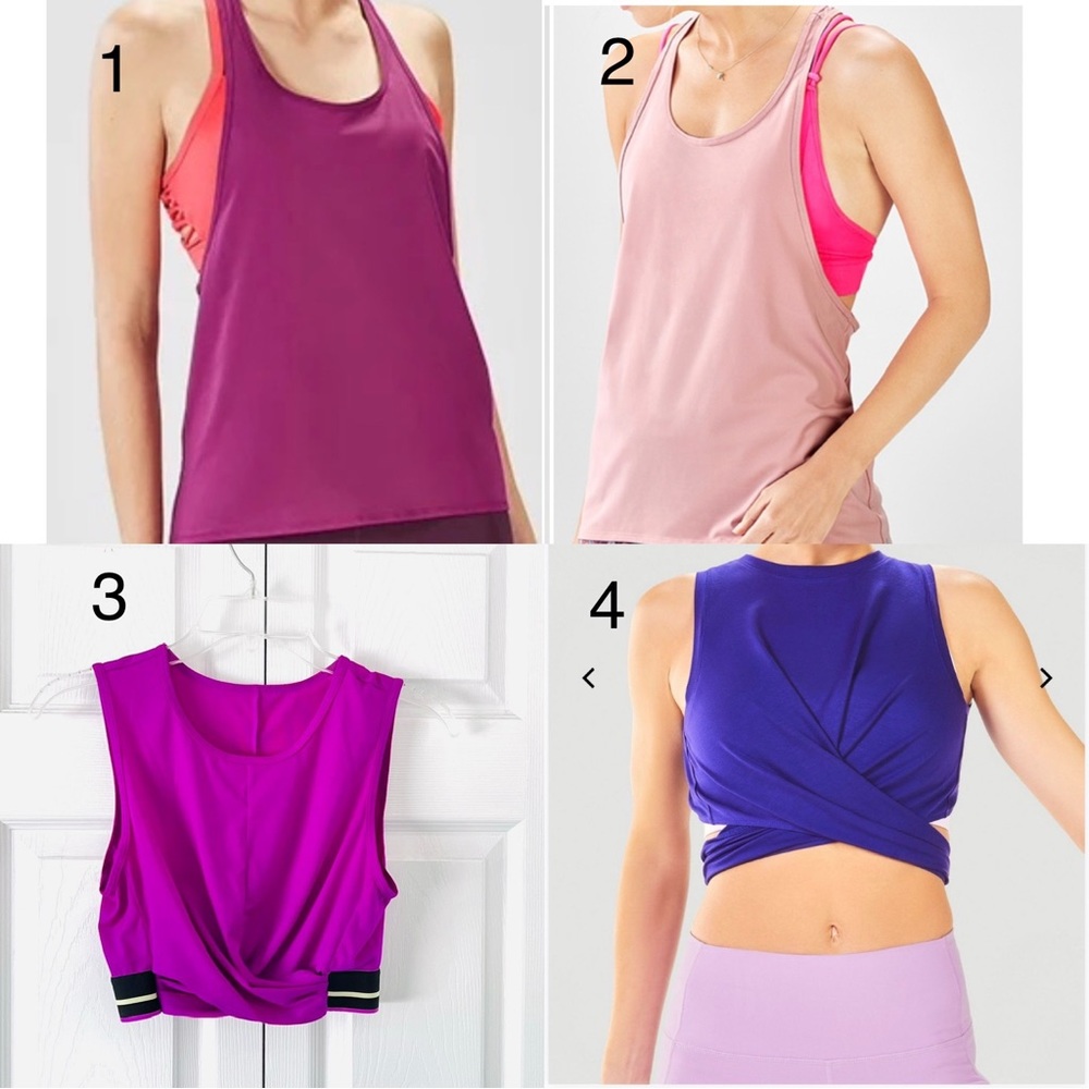 BUNDLE! 4 Fabletics tanks SIZE XS- Peggy, Pia Front Twist, Marissa Tie Up